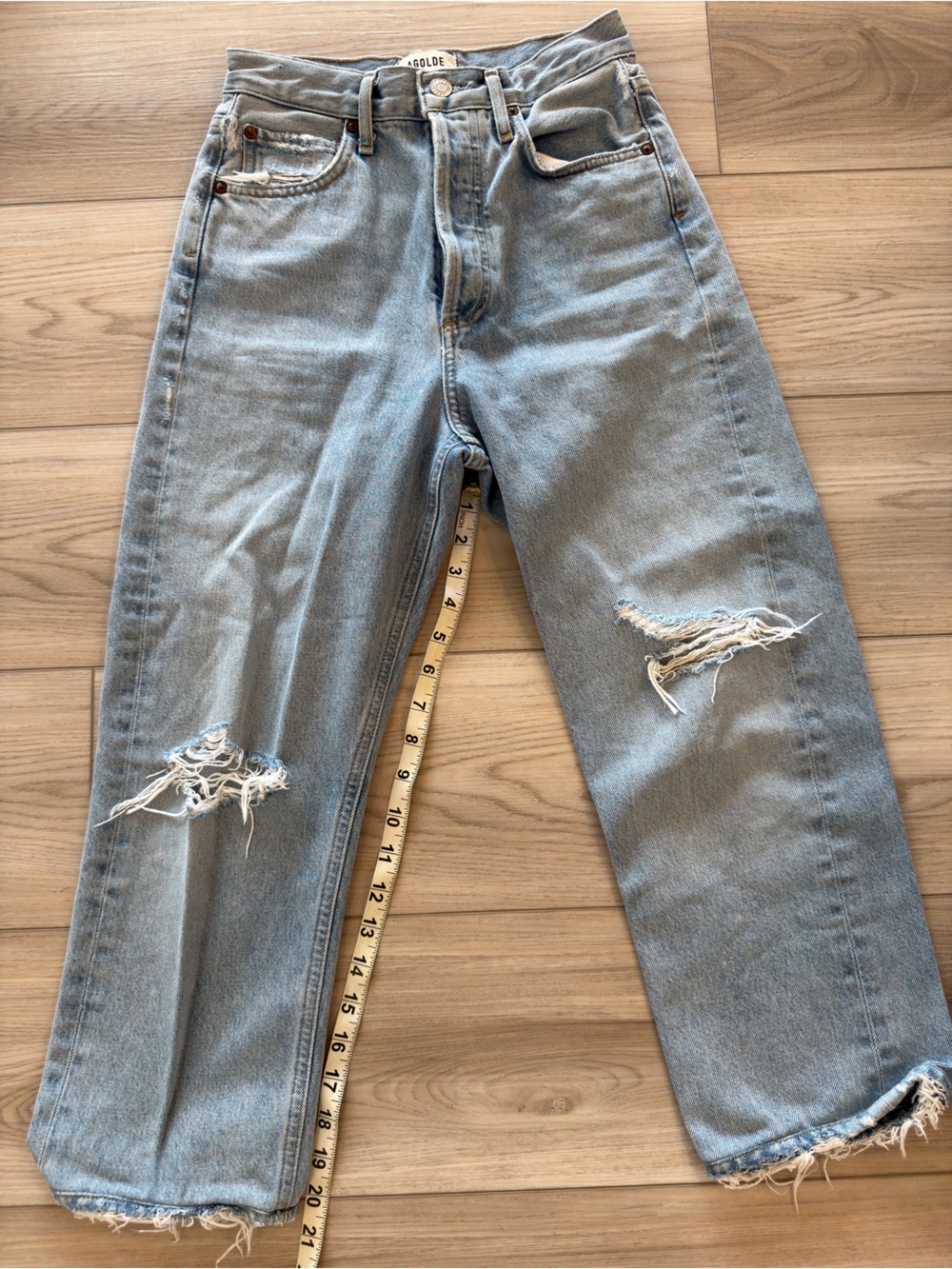 Agolde 90’s High Rise Light Blue Cropped Ankle Jeans - Picture 2 of 7